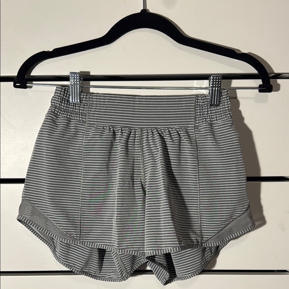 Lululemon Gray Striped Hotty Hot Shorts
